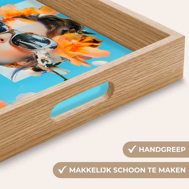 Bloemen - Vrouw - Zonnebril - Blauw Dienblad Rechthoek middel -USP_HandgreepNL