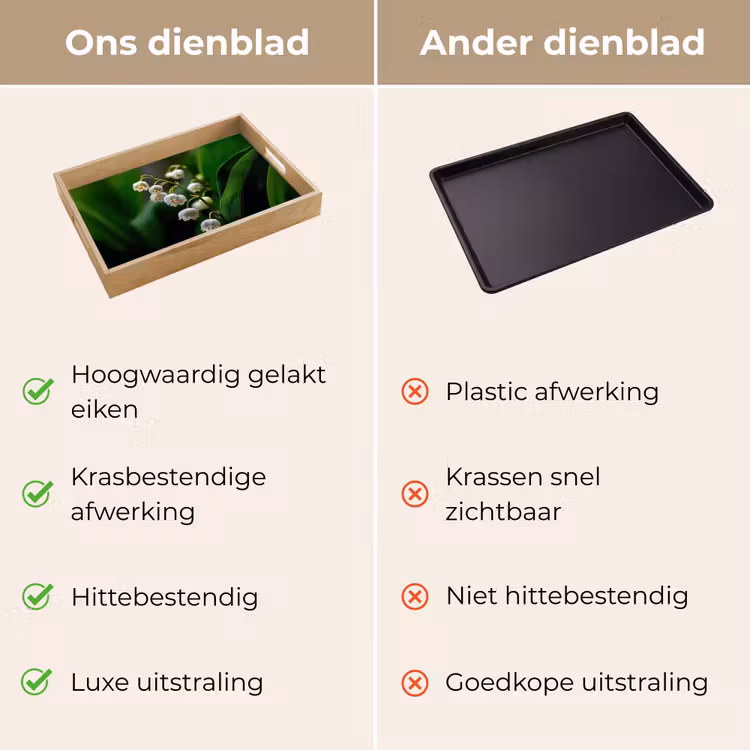 Bloemen - Wit - Bladeren - Lelietjes Dienblad Rechthoek middel -USP_VergelijkingNL