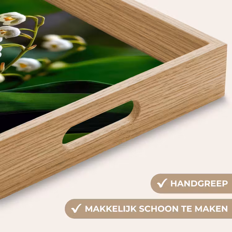 Bloemen - Wit - Bladeren - Lelietjes Dienblad Rechthoek middel -USP_HandgreepNL