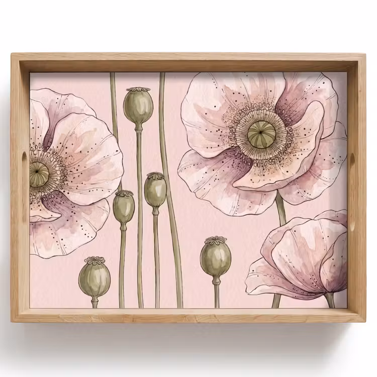 Bloemen - Zomer - Natuur - Aquarel - Roze Dienblad Rechthoek middel -z3d_shopping