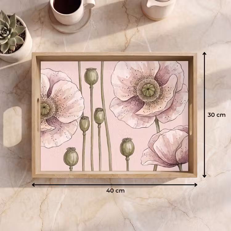 Bloemen - Zomer - Natuur - Aquarel - Roze Dienblad Rechthoek middel -USP_Formaat