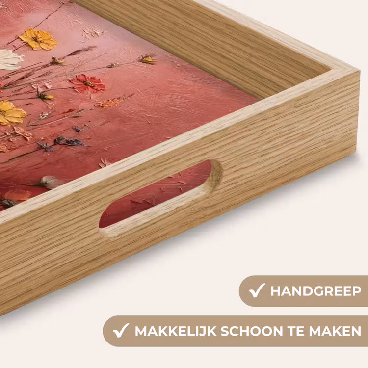 Bloemenboeket - Diepte - Tastbare textuur Dienblad Rechthoek middel -USP_HandgreepNL