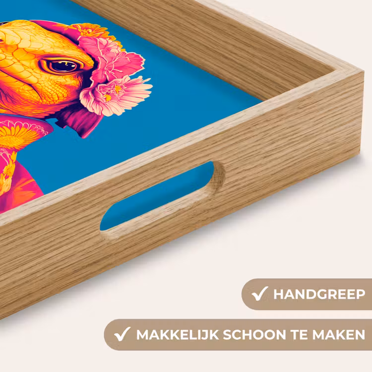Bloemenkrans - Hagedis - Kimono - Paars Dienblad Rechthoek middel -USP_HandgreepNL