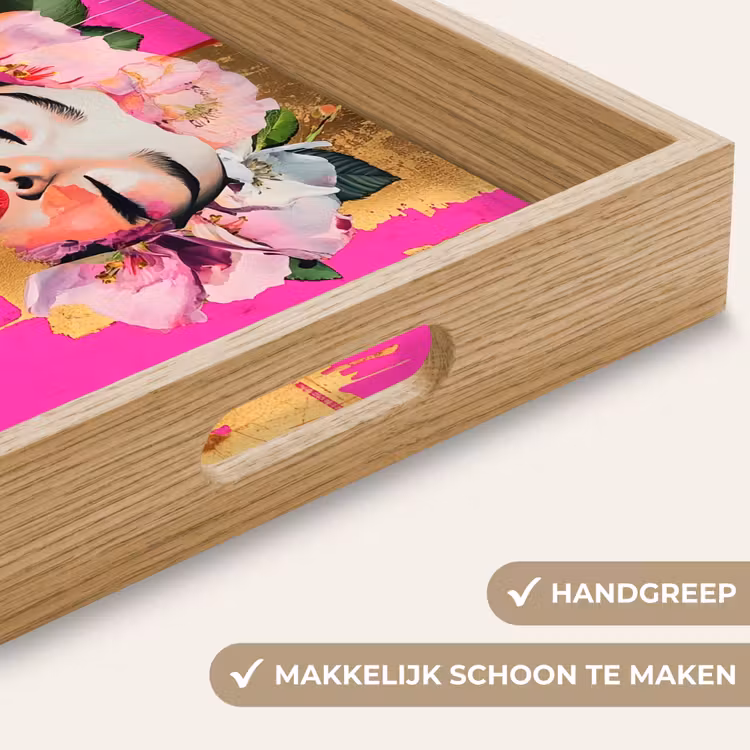 Bloemenkroon - Goud - Vrouw - Portret Dienblad Rechthoek middel -USP_HandgreepNL