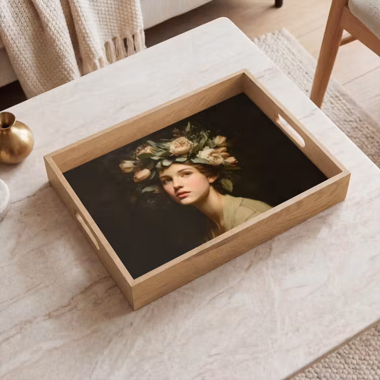 Bloemenstilte - Vrouw - Portret Dienblad Rechthoek middel -sfeer1