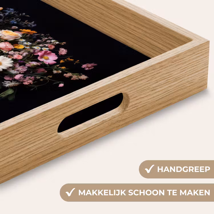 Bloemenvaas - Hout - Bloemen - Boeket Dienblad Rechthoek middel -USP_HandgreepNL