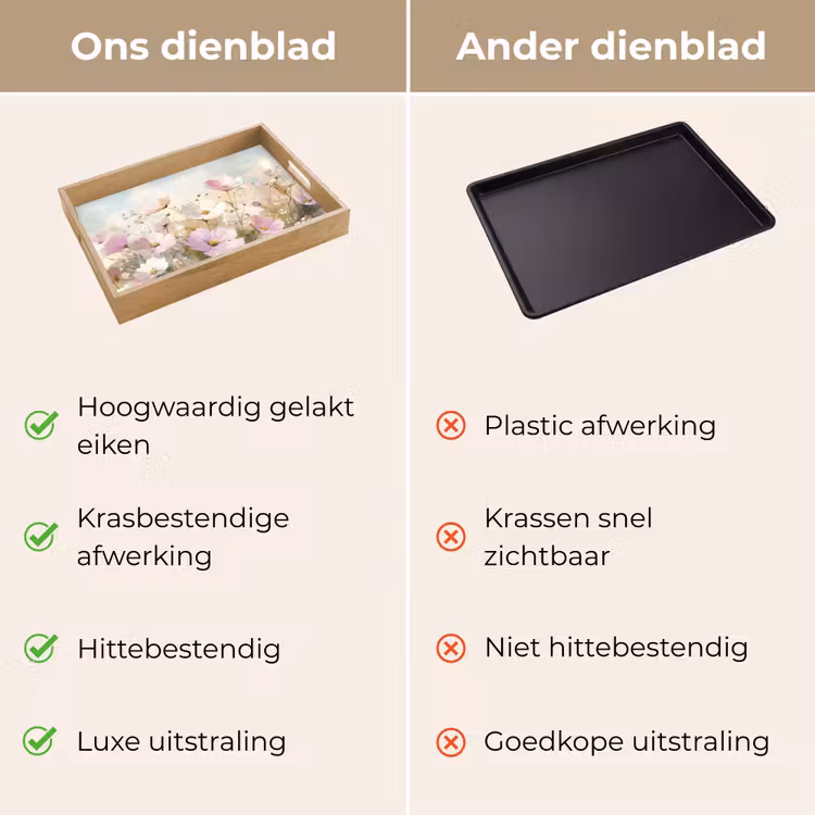 Bloemenveld - Lichte tinten - Geschilderd Dienblad Rechthoek middel -USP_VergelijkingNL