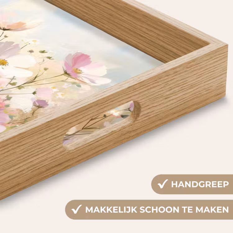 Bloemenveld - Lichte tinten - Geschilderd Dienblad Rechthoek middel -USP_HandgreepNL
