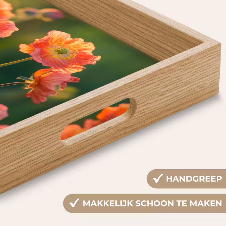 Bloemenveld - Zonnestralen - Oranje Dienblad Rechthoek middel -USP_HandgreepNL