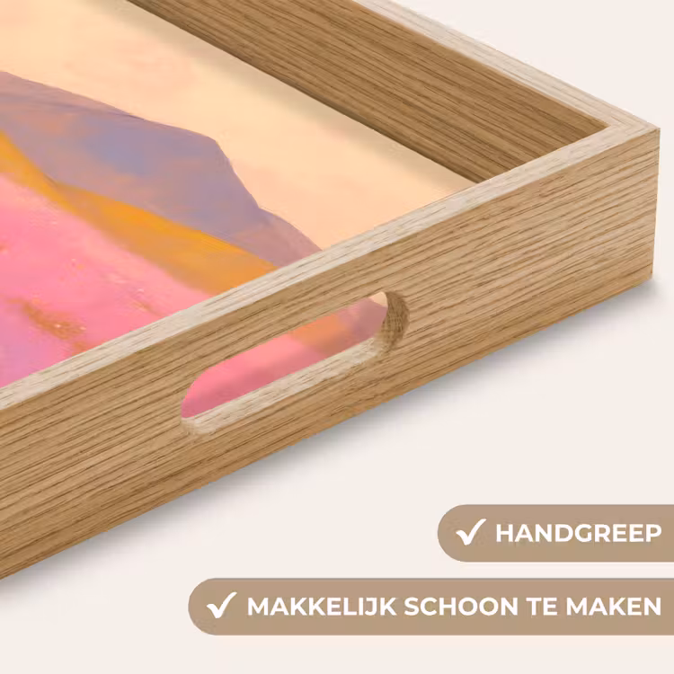 Bloemenweide - Heuvels - Silhouet - Roze Dienblad Rechthoek middel -USP_HandgreepNL