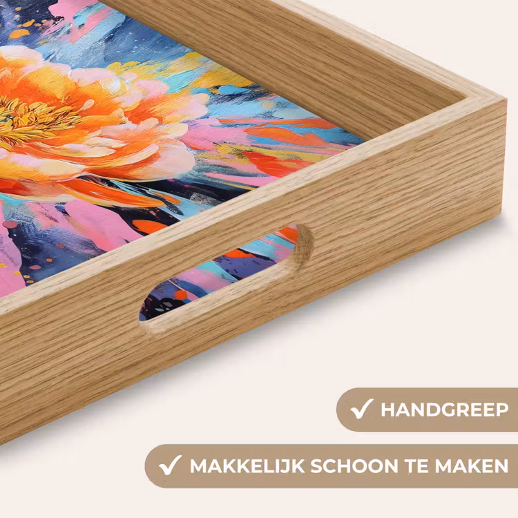Bloemexplosie - Felle spatten - Dynamisch Dienblad Rechthoek middel -USP_HandgreepNL