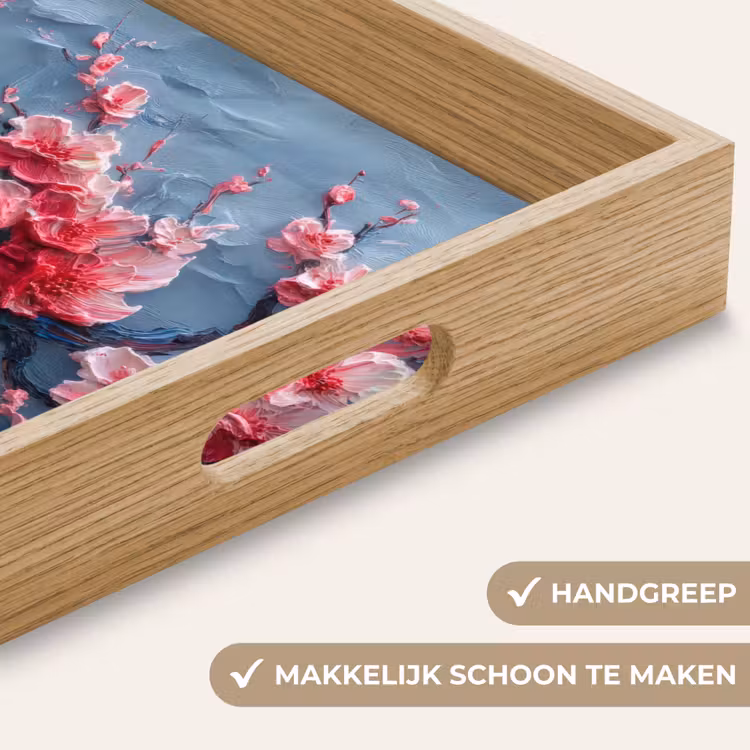 Bloesem - Bloem - Roze - Tak Dienblad Rechthoek middel -USP_HandgreepNL
