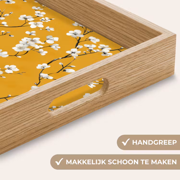 Bloesemtak - Aquarel - Geel Dienblad Rechthoek middel 911 -USP_HandgreepNL