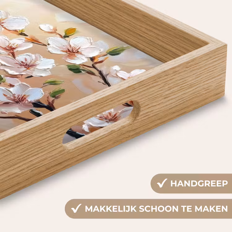 Bloesemtakken - Schilderachtig - Roze Dienblad Rechthoek middel -USP_HandgreepNL