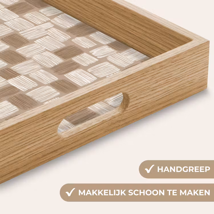 Blok - Patroon - Bruin Dienblad Rechthoek middel 911 -USP_HandgreepNL