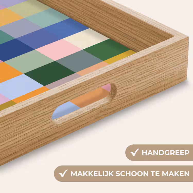 Blokken - Vierkant - Patroon - Gekleurd Dienblad Rechthoek middel -USP_HandgreepNL