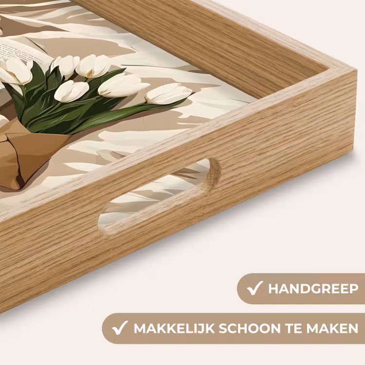 Boek - Illustratie - Tulpen - Koffie Dienblad Rechthoek middel -USP_HandgreepNL