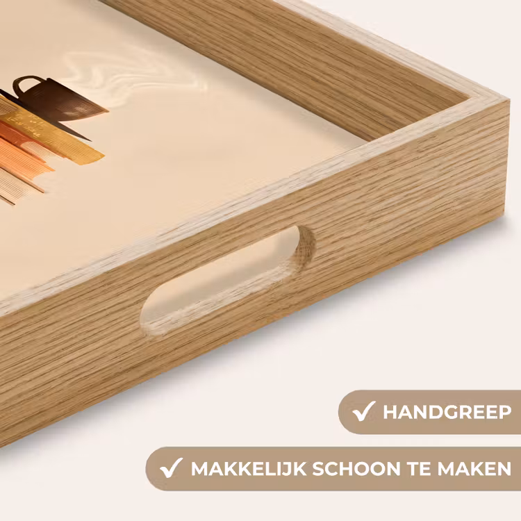 Boeken - Toren - Koffie - Beige Dienblad Rechthoek middel -USP_HandgreepNL