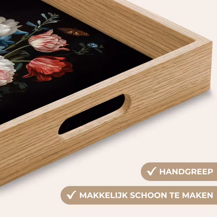 Boeket - Kleurrijk - Klassiek Dienblad Rechthoek middel -USP_HandgreepNL