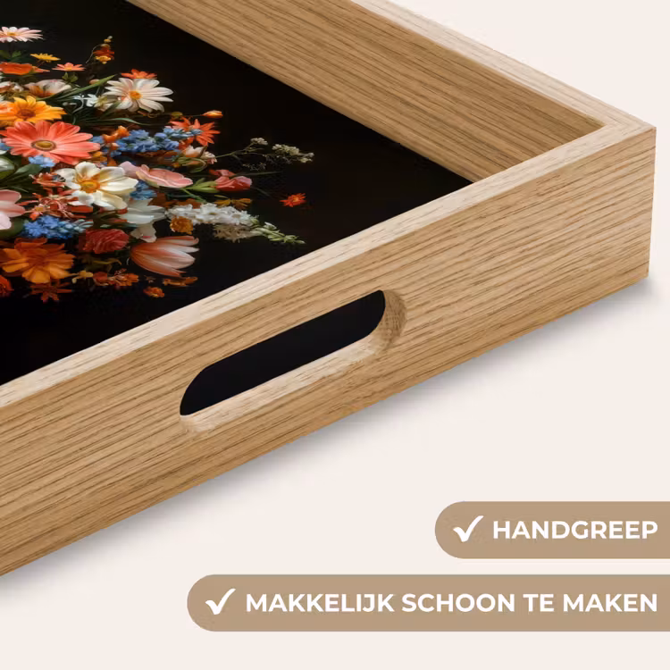 Boeket - Roze - Bloemen - Vaas Dienblad Rechthoek middel -USP_HandgreepNL