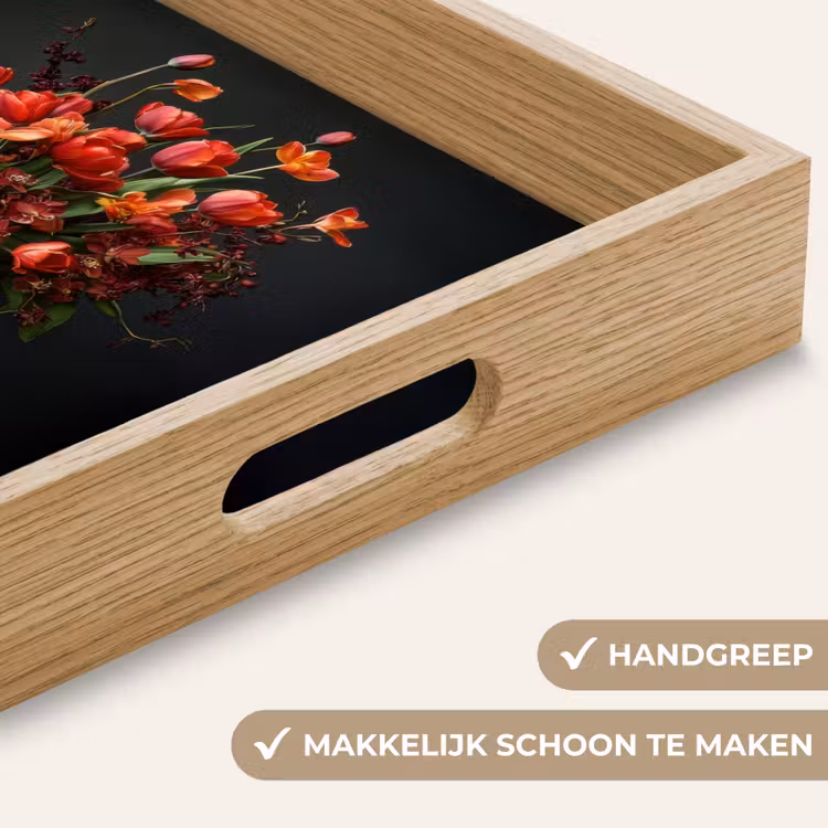 Boeket - Tulpen - Vaas - Rood Dienblad Rechthoek middel -USP_HandgreepNL