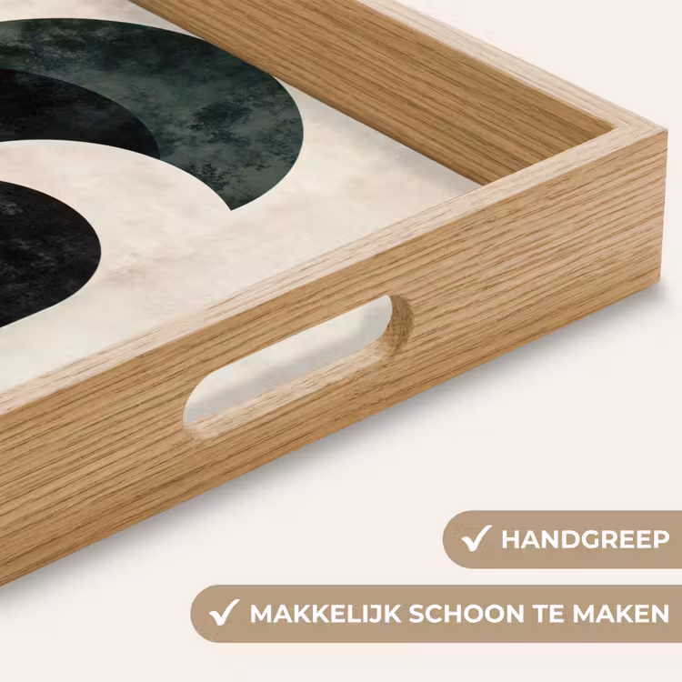 Bogen - Donkergroen - Lijnen Dienblad Rechthoek middel -USP_HandgreepNL