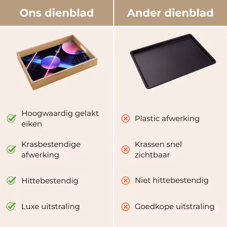 Bollen - Neon - Lijnen - Roze Dienblad Rechthoek middel -USP_VergelijkingNL