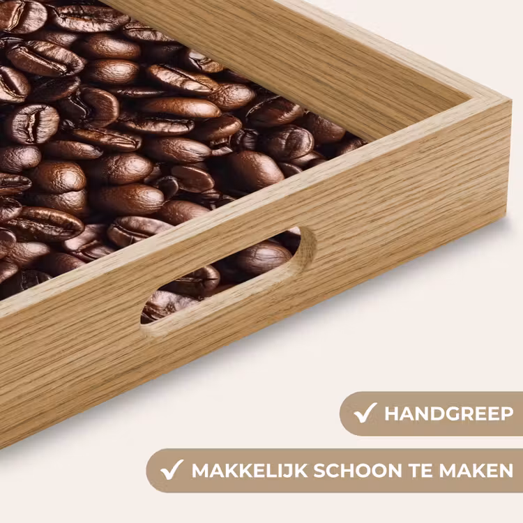 Bonen - Close-up - Donkerbruin Dienblad Rechthoek middel -USP_HandgreepNL