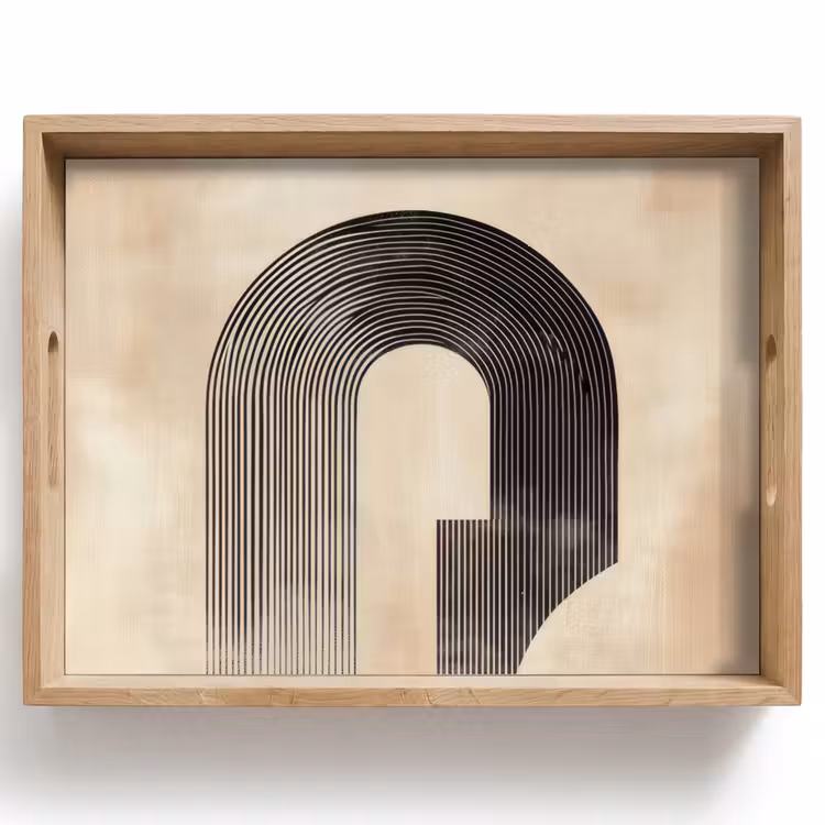 Boog -  Strepen - Minimalistisch - Zwart Dienblad Rechthoek middel -z3d_shopping