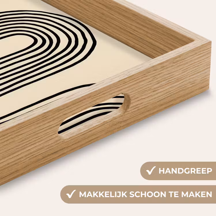 Boogvormen - Zwart - Strak Dienblad Rechthoek middel -USP_HandgreepNL