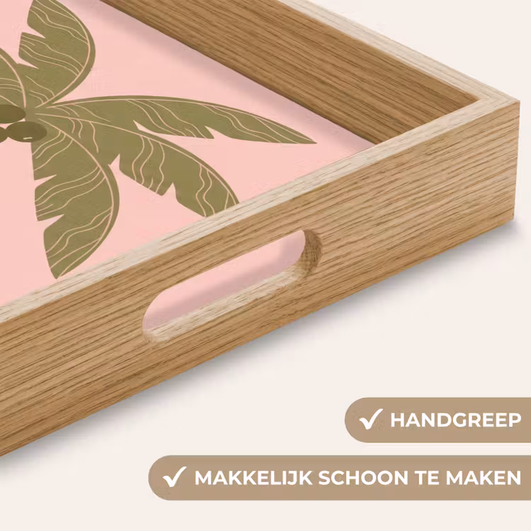 Boom - Palm - Natuur - Illustratie - Roze Dienblad Rechthoek middel -USP_HandgreepNL