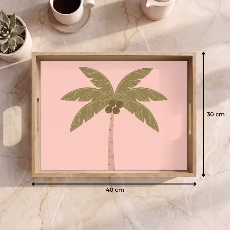 Boom - Palm - Natuur - Illustratie - Roze Dienblad Rechthoek middel -USP_Formaat