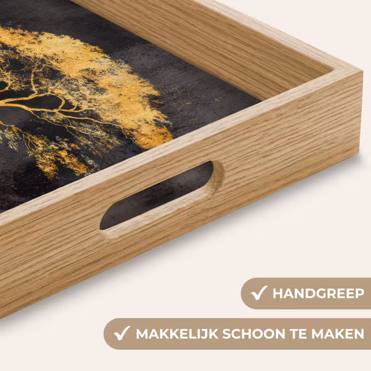 Boom - Schilderij - Goud - Abstract Dienblad Rechthoek middel -USP_HandgreepNL