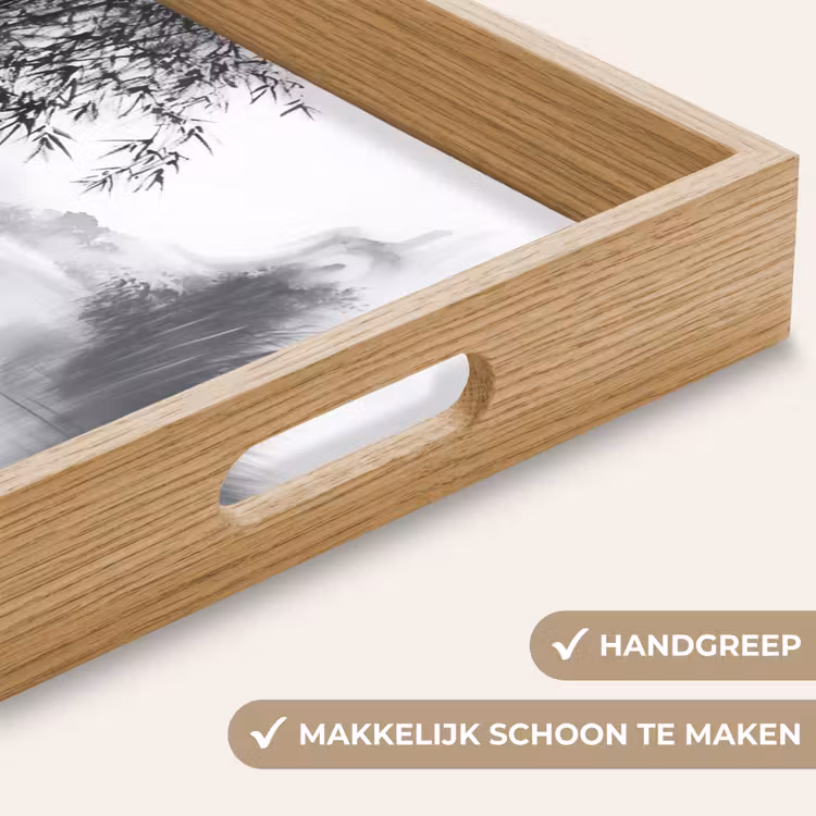 Boot - Rivier - Bamboe - Wit Dienblad Rechthoek middel -USP_HandgreepNL
