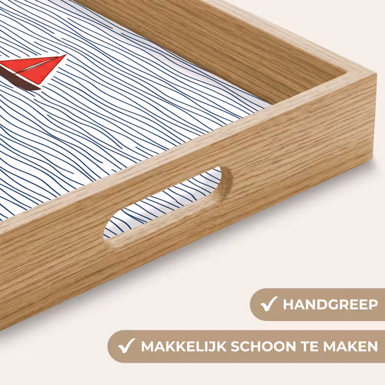 Boot - Water - Rood - Illustratie - Minimalistisch Dienblad Rechthoek middel -USP_HandgreepNL