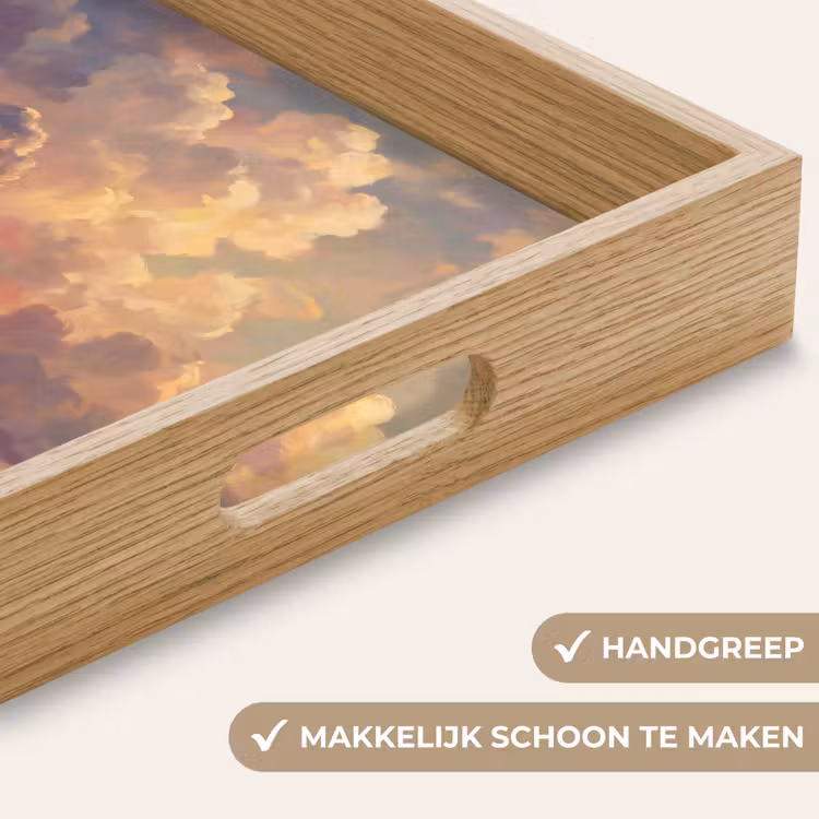 Boot - Zonsondergang - Zee - Natuur - Goud Dienblad Rechthoek middel -USP_HandgreepNL