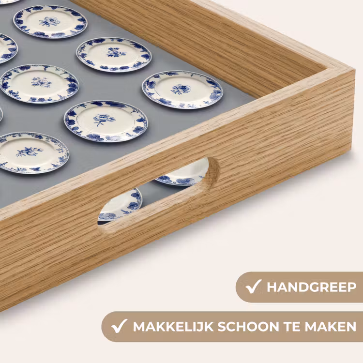Borden - Bloemen - Blauw - Wit Dienblad Rechthoek middel 911 -USP_HandgreepNL