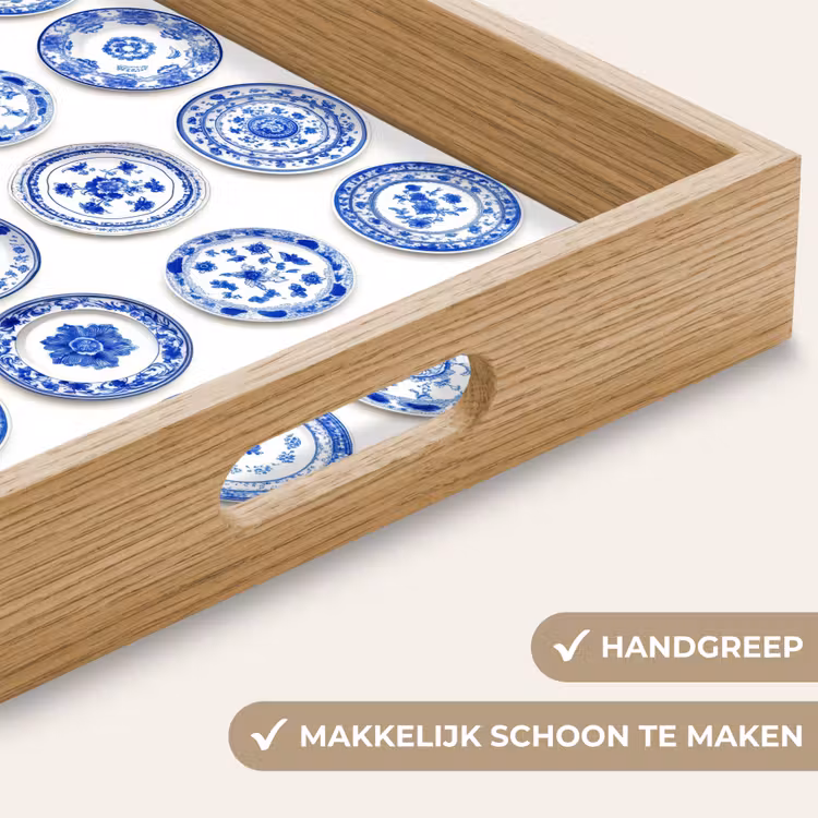 Borden - Bloemen - Patroon - Blauw Dienblad Rechthoek middel 911 -USP_HandgreepNL