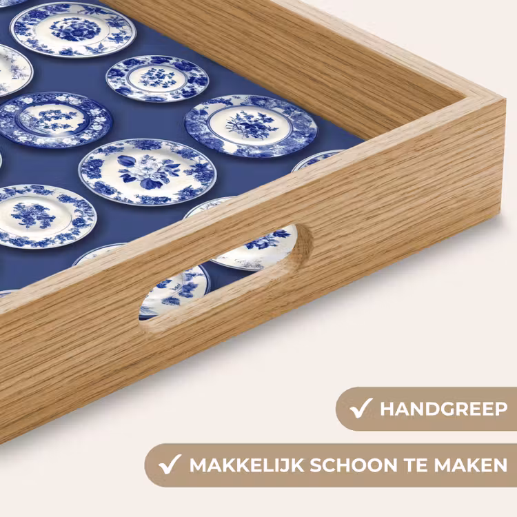 Borden - Floraal - Blauw Dienblad Rechthoek middel 911 -USP_HandgreepNL