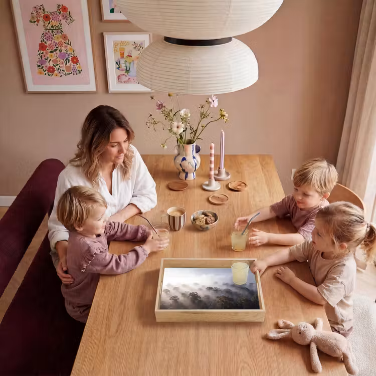 Bos - Mist - Natuur - Groen Dienblad Rechthoek middel -sfeer4