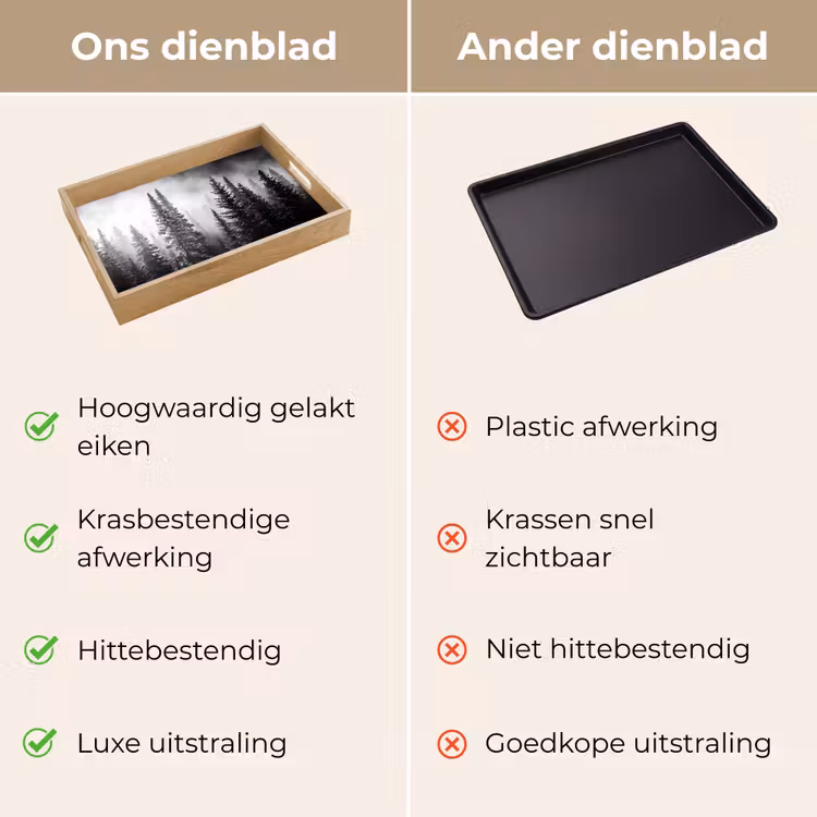 Bos - Mist - Winter - Monochroom - Natuur Dienblad Rechthoek middel -USP_VergelijkingNL