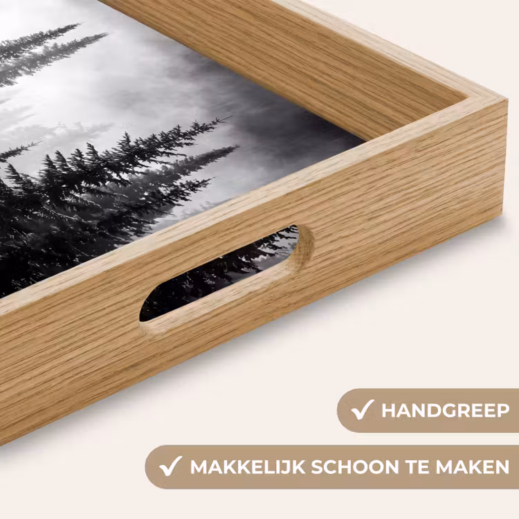 Bos - Mist - Winter - Monochroom - Natuur Dienblad Rechthoek middel -USP_HandgreepNL