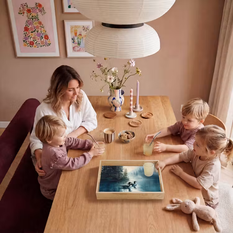 Bos - Water - Eenden - Mistig Dienblad Rechthoek middel -sfeer4