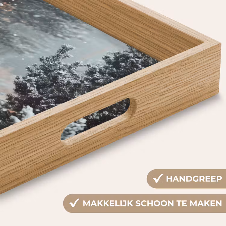 Bos - Winter - Bomen - Natuur - Pad - Sneeuw Dienblad Rechthoek middel -USP_HandgreepNL