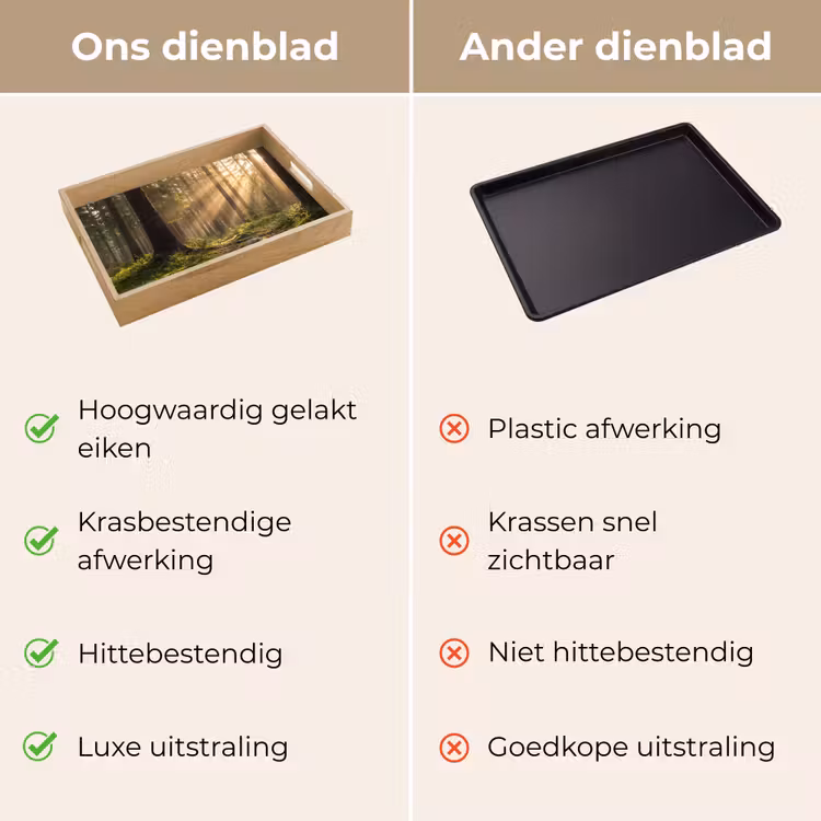 Bos - Zonlicht - Gras Dienblad Rechthoek middel -USP_VergelijkingNL