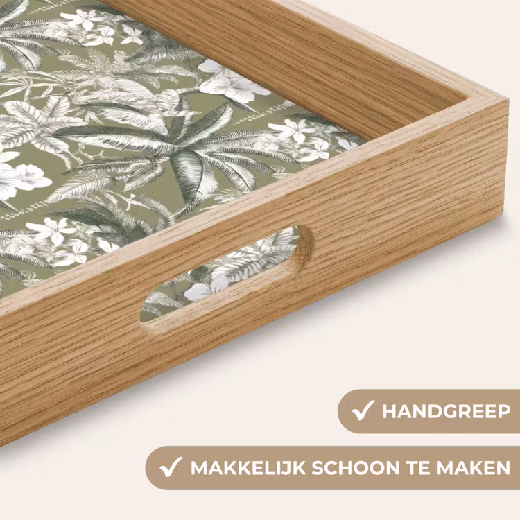 Botanisch - Bloemen - Groen Dienblad Rechthoek middel 911 -USP_HandgreepNL
