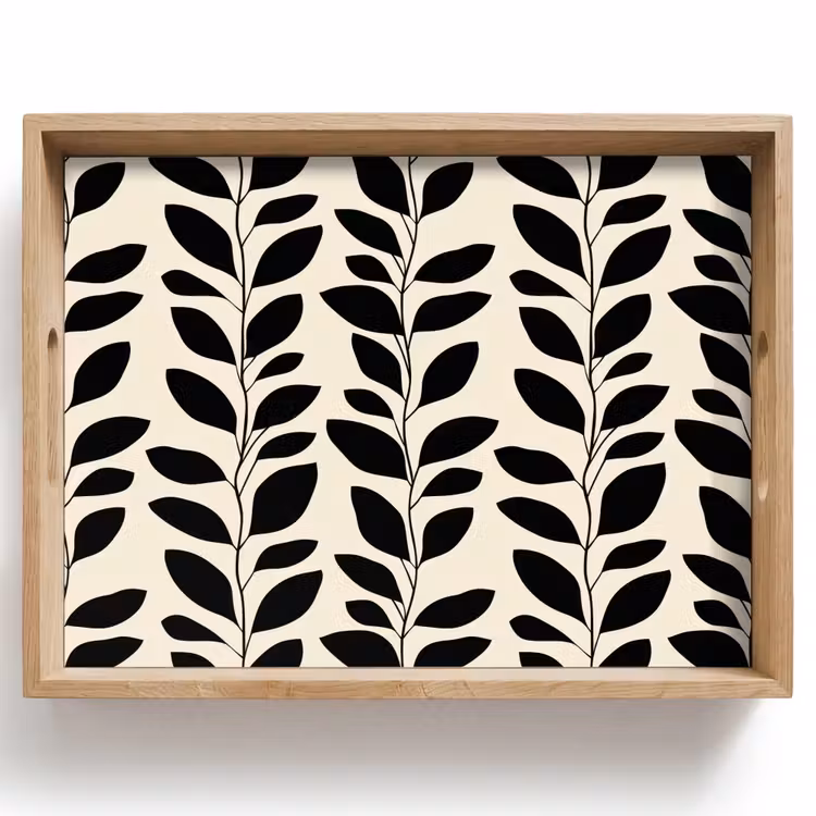 Botanisch - Dessin - Zwart - Beige Dienblad Rechthoek middel 911 -z3d_shopping