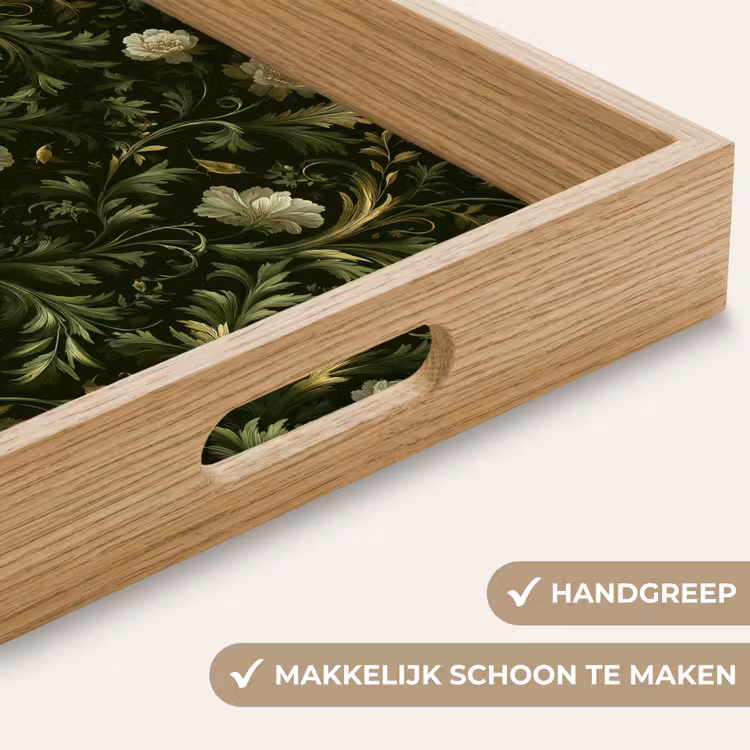 Botanisch - Naadloos - Bloemen Dienblad Rechthoek middel 911 -USP_HandgreepNL
