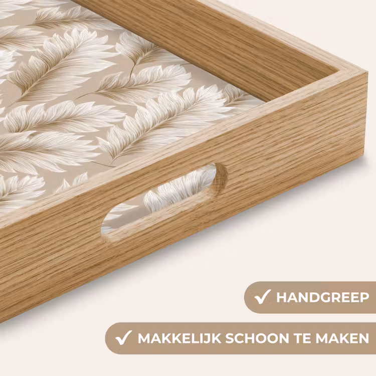 Botanisch - Patroon - Beige Dienblad Rechthoek middel 911 -USP_HandgreepNL