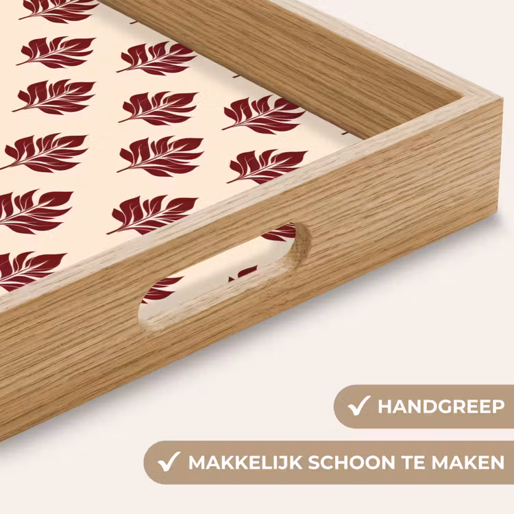 Botanisch - Patroon - Bordeaux Dienblad Rechthoek middel 911 -USP_HandgreepNL